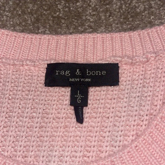 Rag & Bone Metallic Thread Pink Crewneck Cropped Sweater - size large. Y - Picture 4 of 5